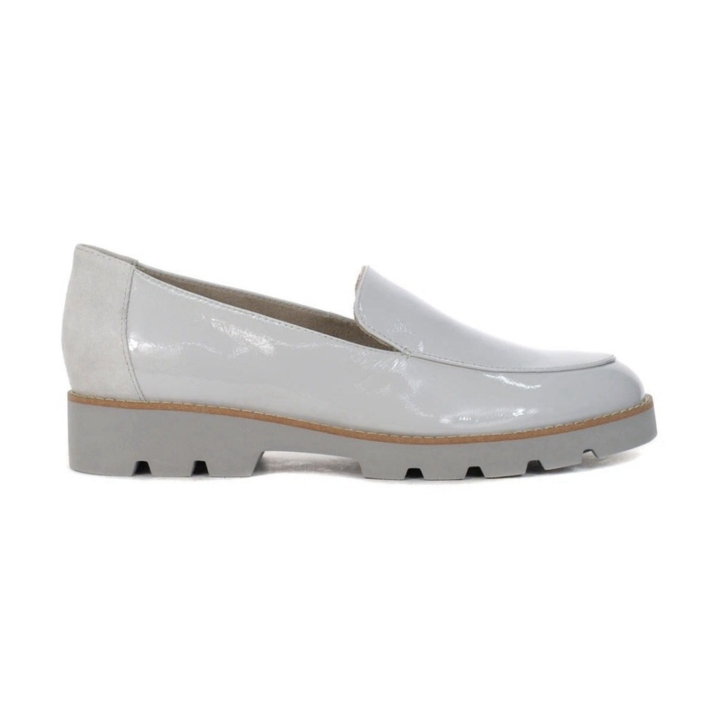 Vionic Women's Kensley Vapor Crinkle Patent Leather Loafers Gray Size 6